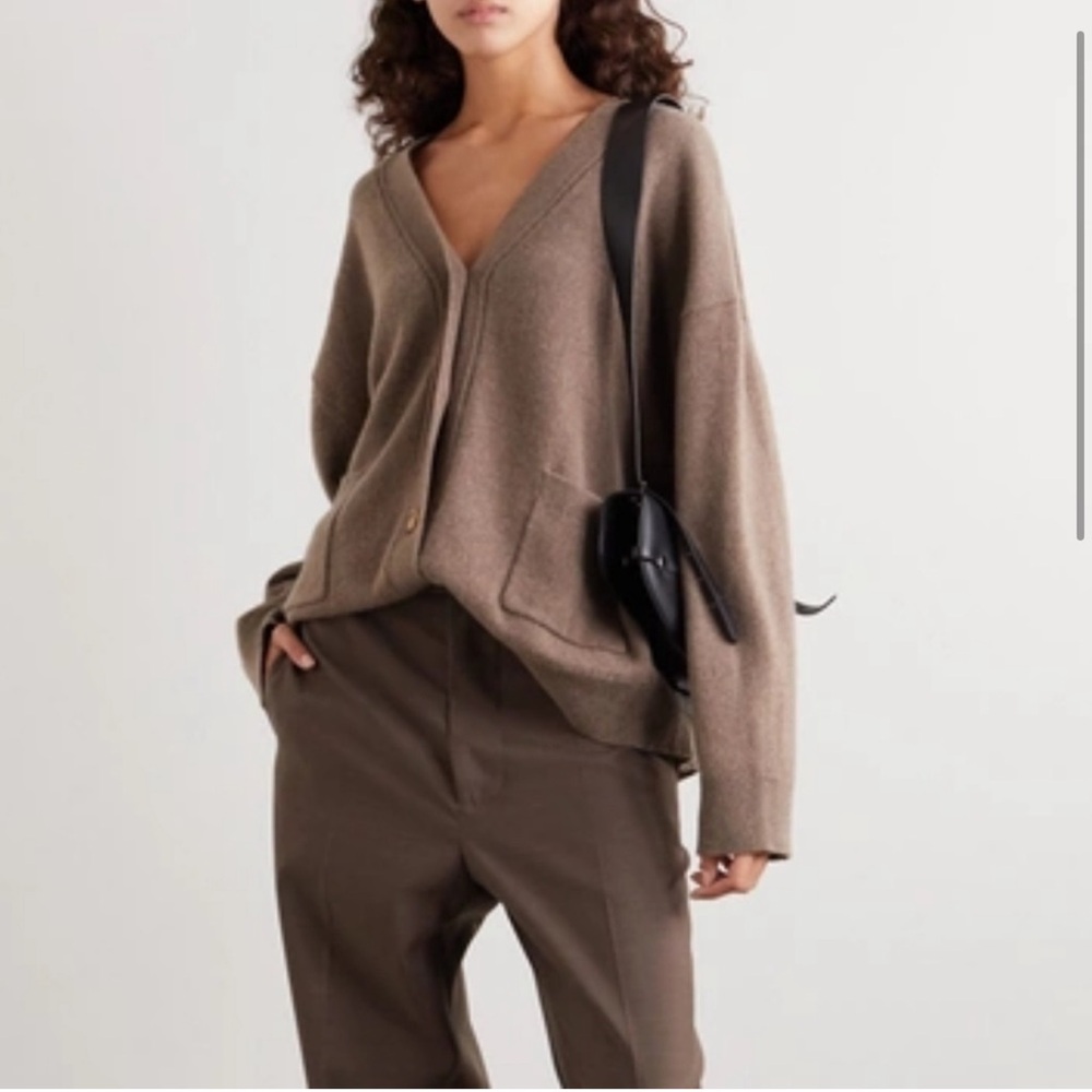 Toteme Brown Oversized Cardigan with V-Neck